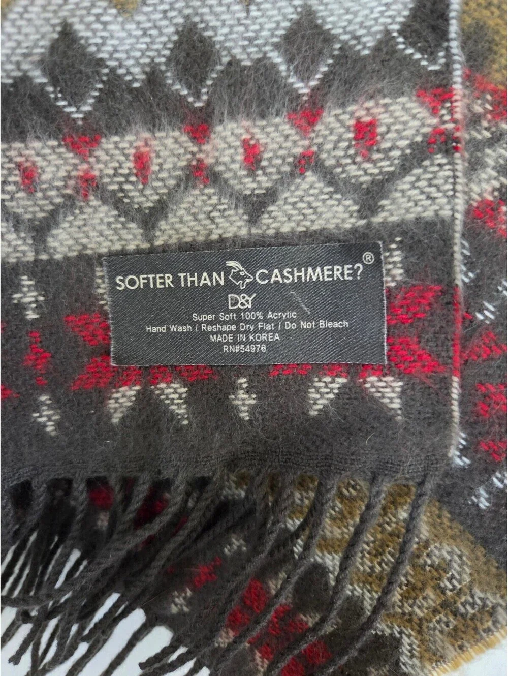 D&Y Soft Acrylic Patterned Scarf with Fringe